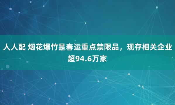 人人配 烟花爆竹是春运重点禁限品，现存相关企业超94.6万家