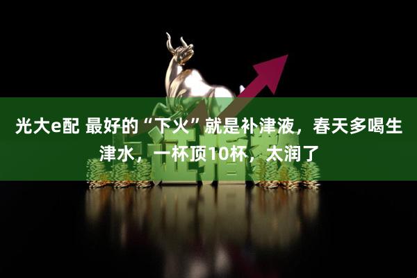 光大e配 最好的“下火”就是补津液，春天多喝生津水，一杯顶10杯，太润了