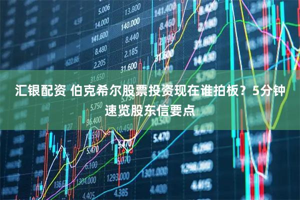 汇银配资 伯克希尔股票投资现在谁拍板？5分钟速览股东信要点